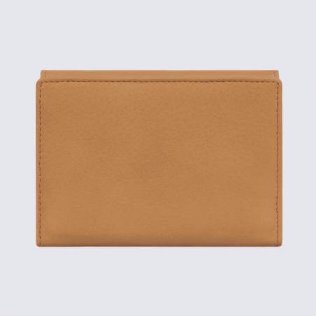 Portefeuille Hexagona, Portefeuille femme en cuir de vachette havane