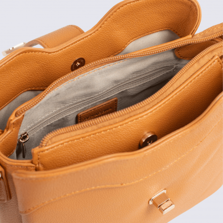 Sac porté épaule Hexagona, Sac porté épaule élégant femme en grain imprimé tan