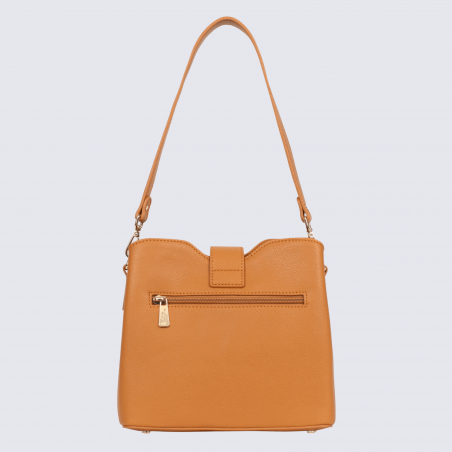 Sac porté épaule Hexagona, Sac porté épaule élégant femme en grain imprimé tan
