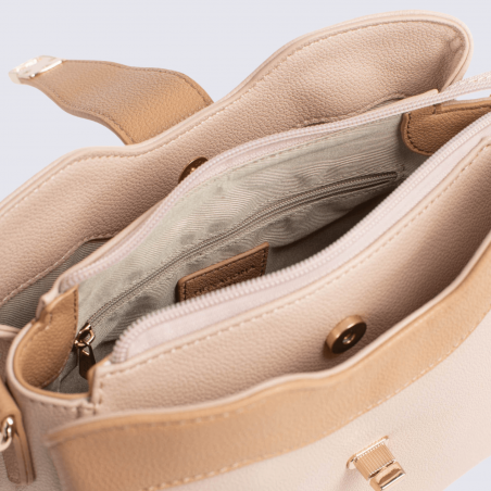 Sac porté épaule Hexagona, Sac porté épaule élégant femme en grain imprimé nude sable