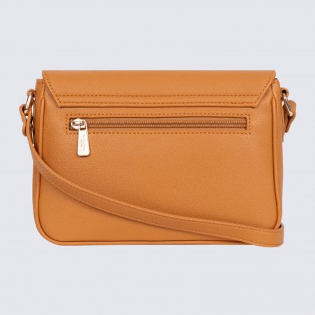 Sac porté travers Hexagona, Sac porté travers élégant femme en grain imprimé tan