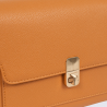Sac porté travers Hexagona, Sac porté travers élégant femme en grain imprimé tan