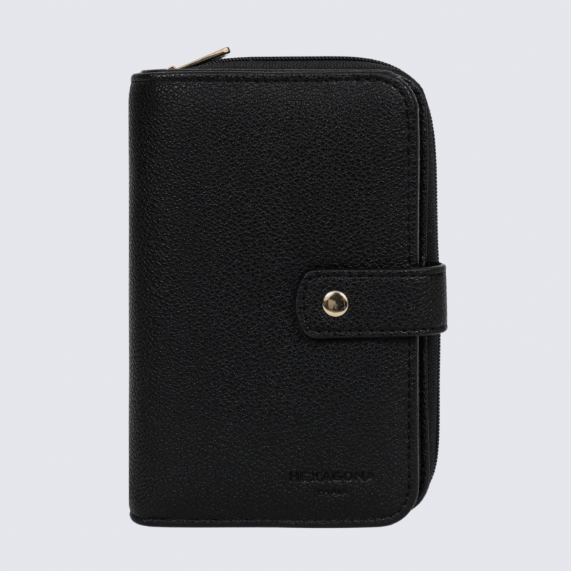 Portefeuille Hexagona, portefeuille ligne Lys femme noir