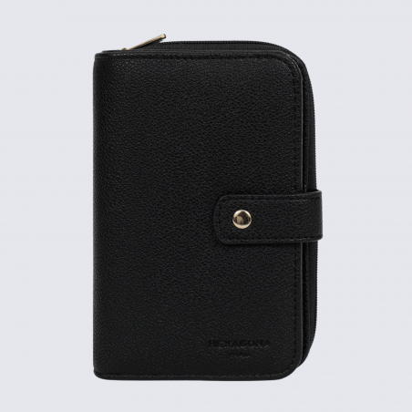 Portefeuille Hexagona, portefeuille ligne Lys femme noir