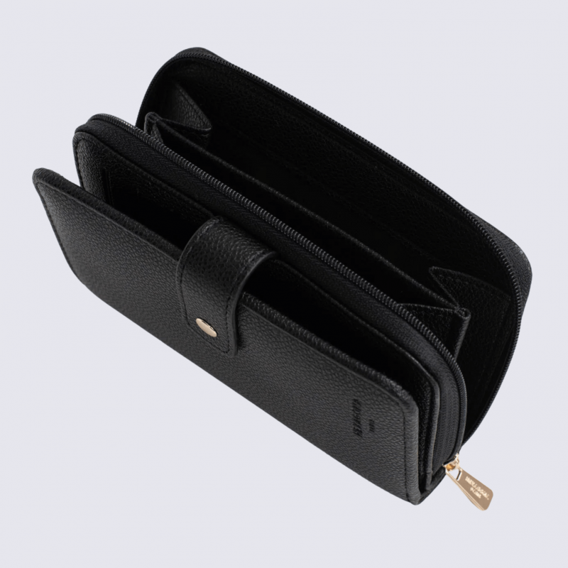 Portefeuille Hexagona, portefeuille ligne Lys femme noir