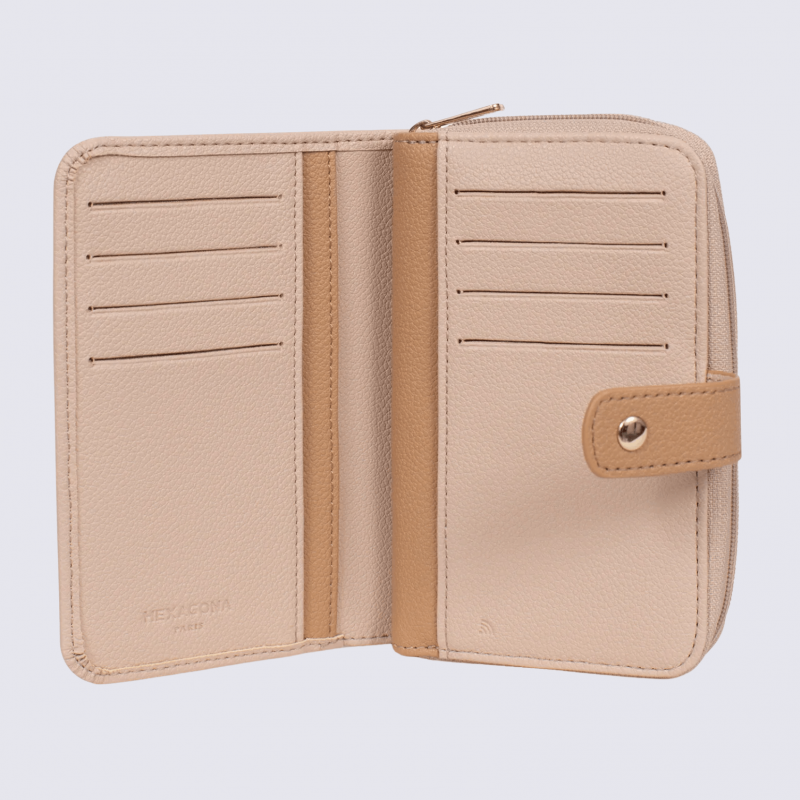 Portefeuille Hexagona, portefeuille ligne Lys femme nude sable