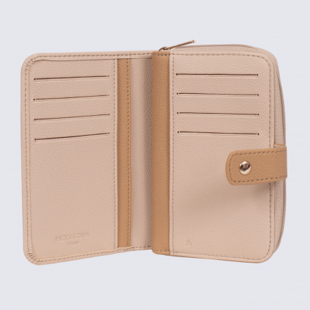 Portefeuille Hexagona, portefeuille ligne Lys femme nude sable