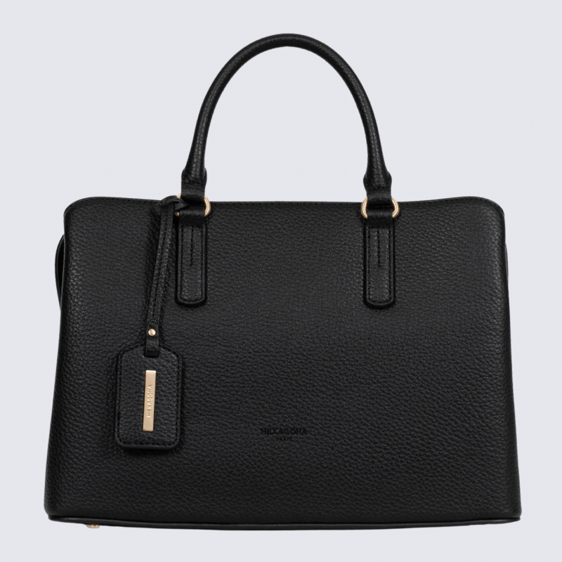 Sac porté main deux poignées Hexagona, sac porté main deux poignées classe et moderne femme en noir