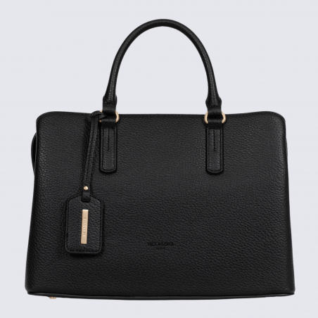 Sac porté main deux poignées Hexagona, sac porté main deux poignées classe et moderne femme en noir
