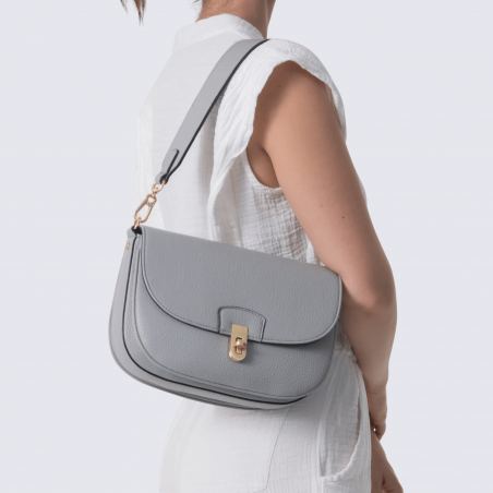 Sac porté épaule Hexagona, sac porté épaule classe et moderne femme en gris clair