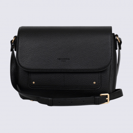 Sac porté travers Hexagona, sac porté travers classe et moderne femme en noir