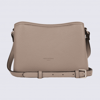 Sac porté travers Hexagona, sac porté travers classe et moderne femme en taupe