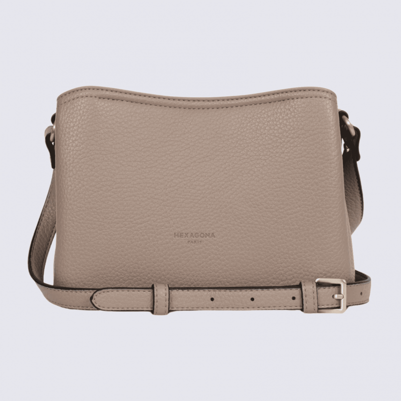 Sac porté travers Hexagona, sac porté travers classe et moderne femme en taupe