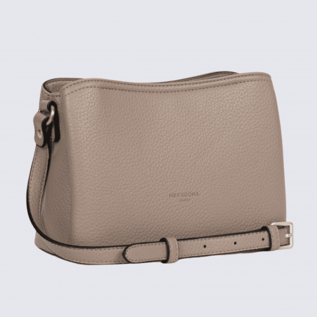Sac porté travers Hexagona, sac porté travers classe et moderne femme en taupe