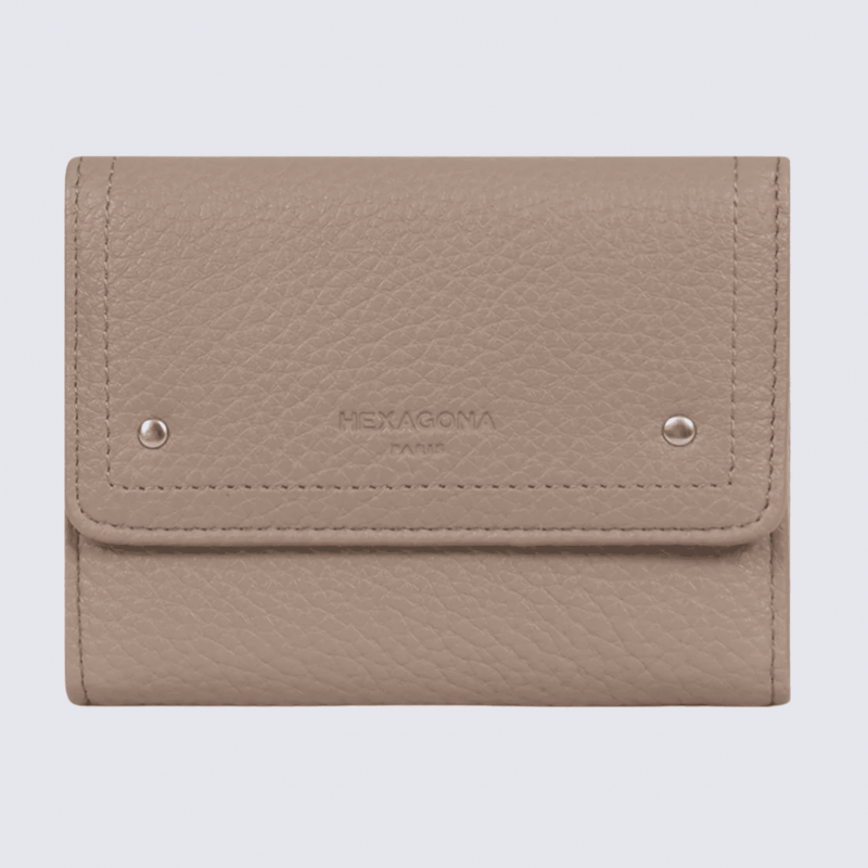 Portefeuille Hexagona, portefeuille ligne Zora femme taupe