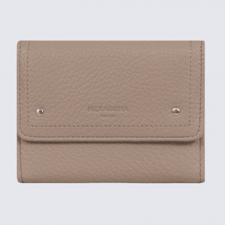 Portefeuille Hexagona, portefeuille ligne Zora femme taupe