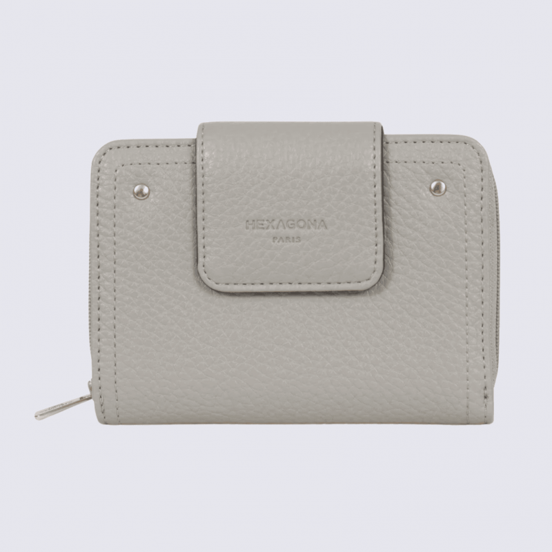 Portefeuille Hexagona, portefeuille ligne Zora femme gris clair