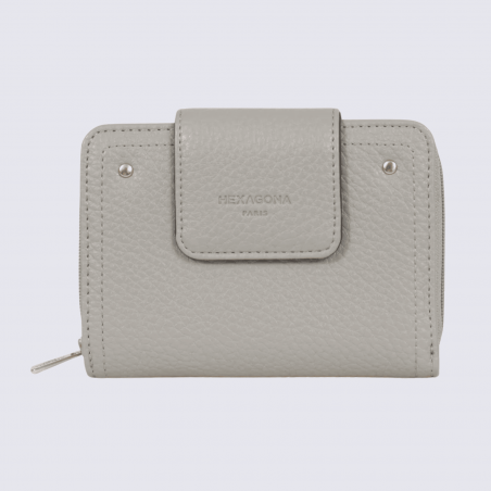 Portefeuille Hexagona, portefeuille ligne Zora femme gris clair
