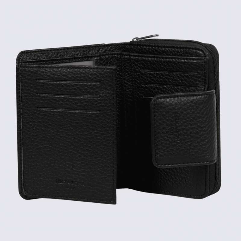 Portefeuille Hexagona, portefeuille ligne Zora femme noir