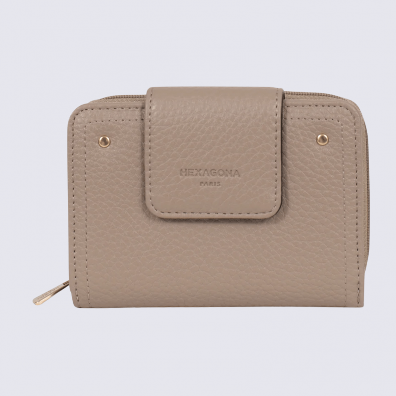 Portefeuille Hexagona, portefeuille ligne Zora femme taupe