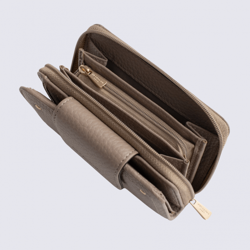 Portefeuille Hexagona, portefeuille ligne Zora femme taupe