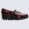 Chaussures Wonders, Chaussures compensées femme en cuir vernis vin