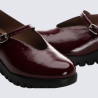 Chaussures Wonders, Chaussures compensées femme en cuir vernis vin