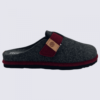 Mules Rohde, mules chic a fermeture velcros femme en textile graphite