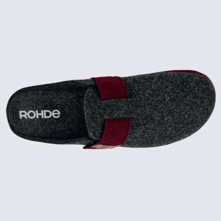Mules Rohde, mules chic a fermeture velcros femme en textile graphite