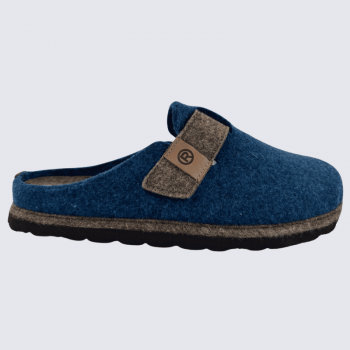 Mules Rohde, mules chics à fermeture velcro pour femme en textile pétrole