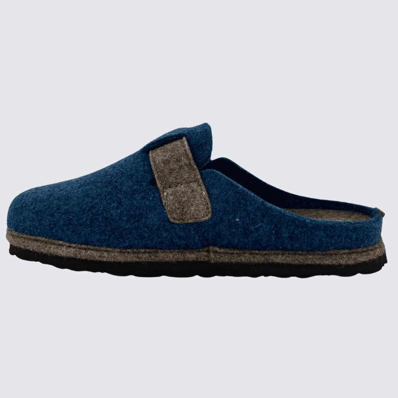 Mules Rohde, mules chics à fermeture velcro pour femme en textile pétrole