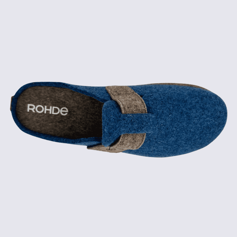 Mules Rohde, mules chics à fermeture velcro pour femme en textile pétrole