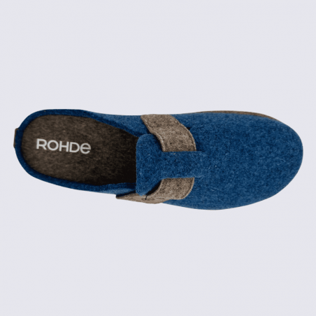 Mules Rohde, mules chics à fermeture velcro pour femme en textile pétrole
