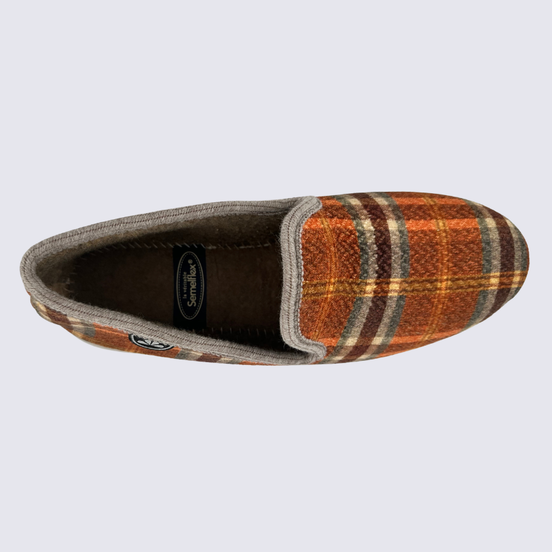 Chaussons Semelflex, chaussons charentaises chaudes homme brique