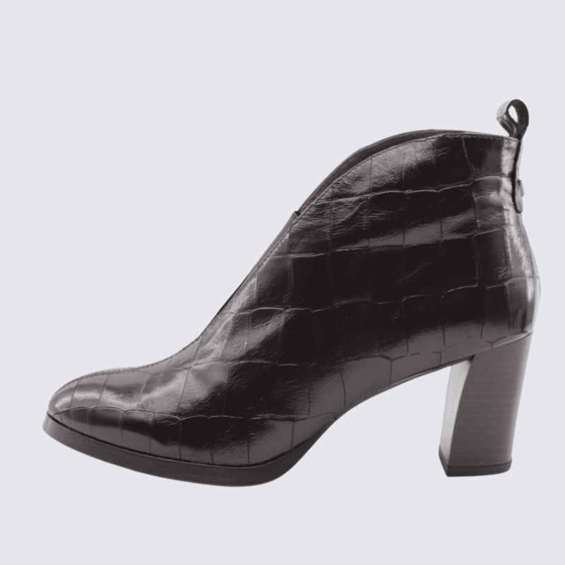 Bottines Wonders, bottines à talon pour femme en cuir marron