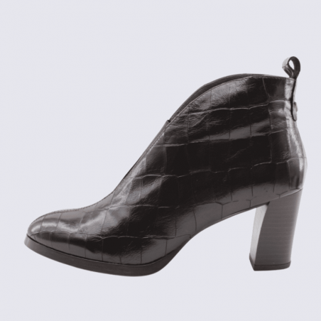 Bottines Wonders, bottines à talon pour femme en cuir marron
