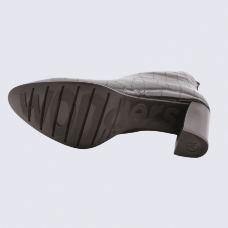 Bottines Wonders, bottines à talon pour femme en cuir marron