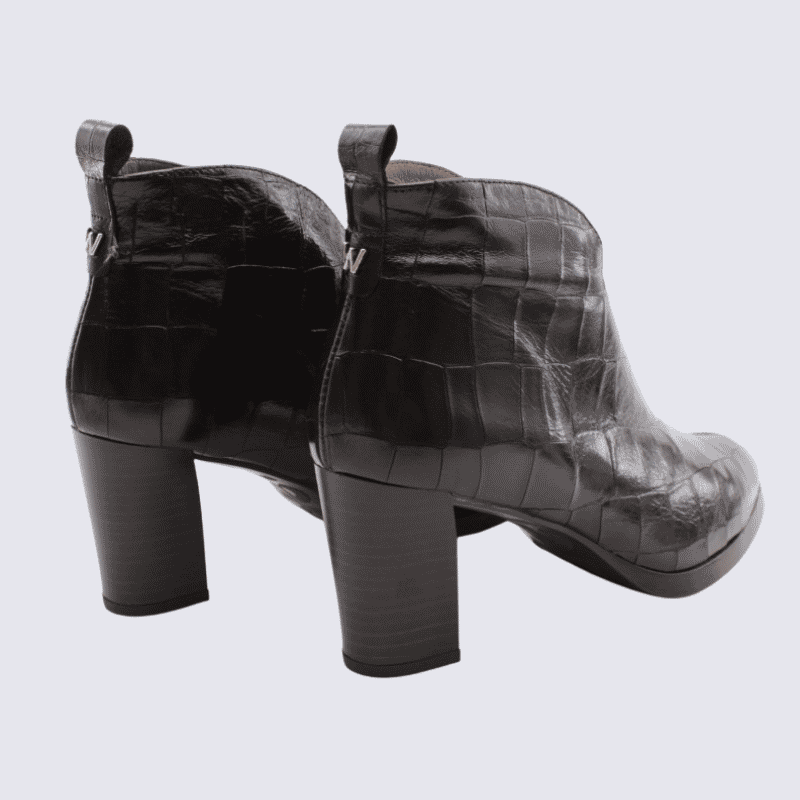 Bottines Wonders, bottines à talon pour femme en cuir marron