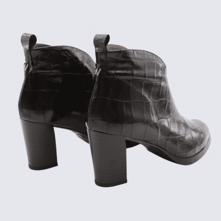 Bottines Wonders, bottines à talon pour femme en cuir marron