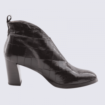 Bottines Wonders, bottines à talon pour femme en cuir marron