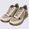 Baskets compensées Ara, Baskets compensées femme en cuir Creme cashmere cacao