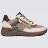 Baskets compensées Ara, Baskets compensées femme en cuir Creme cashmere cacao