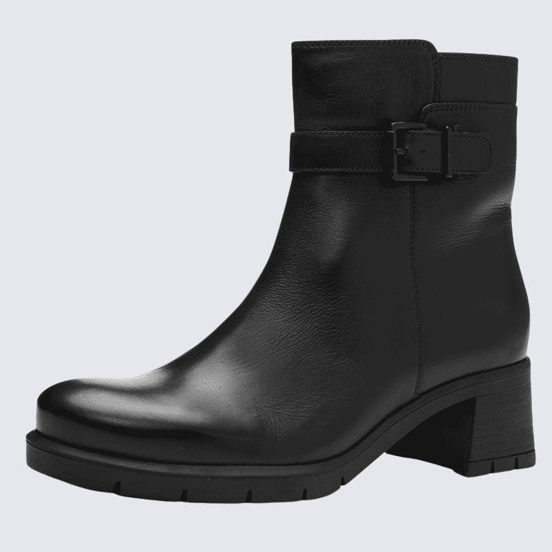 Bottines Ara, bottines à talon pour femme en cuir noir