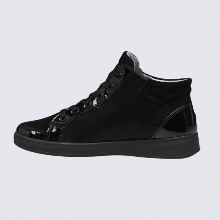 Baskets Ara, sneakers confort pour femme en cuir noir
