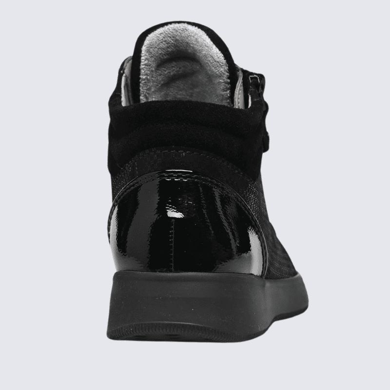 Baskets Ara, sneakers confort pour femme en cuir noir