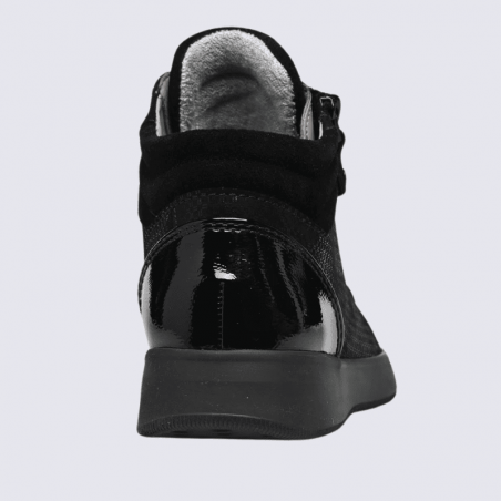 Baskets Ara, sneakers confort pour femme en cuir noir