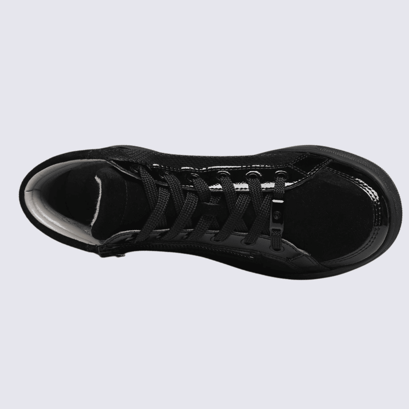 Baskets Ara, sneakers confort pour femme en cuir noir