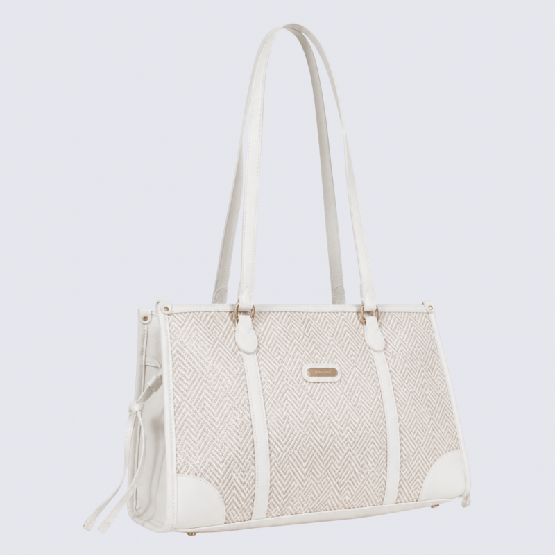 Sac porté épaule 2 anses Hexagona, sac porté épaule 2 anses en toile blanc