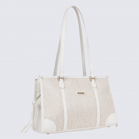 Sac porté épaule 2 anses Hexagona, sac porté épaule 2 anses en toile blanc