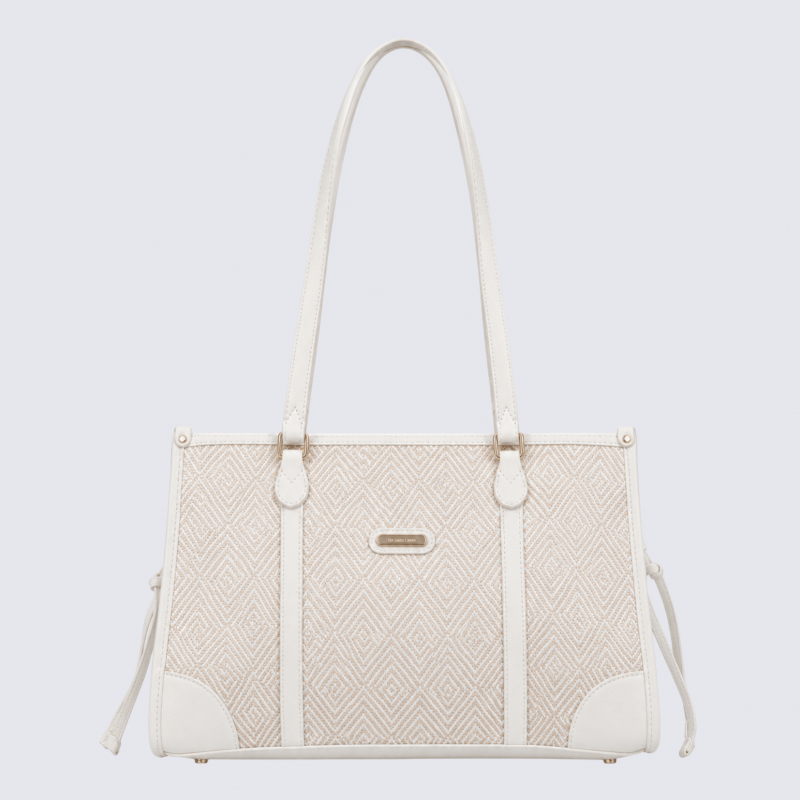 Sac porté épaule 2 anses Hexagona, sac porté épaule 2 anses en toile blanc